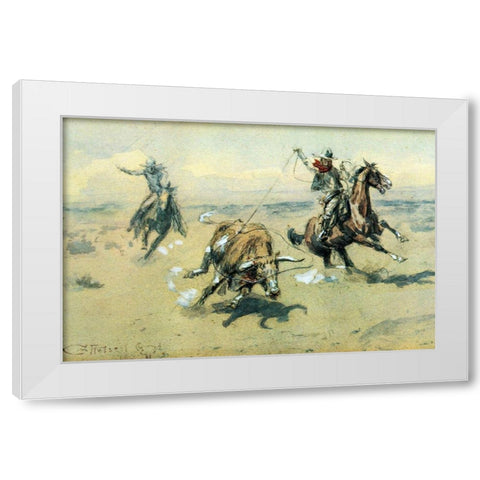 The Bolter-#2 White Modern Wood Framed Art Print by Russell, Charles Marion