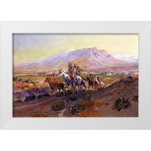 The Forked Trail White Modern Wood Framed Art Print by Russell, Charles Marion