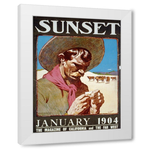 Sunset, January 1904 White Modern Wood Framed Art Print by Vintage Sunset Magazine Cover