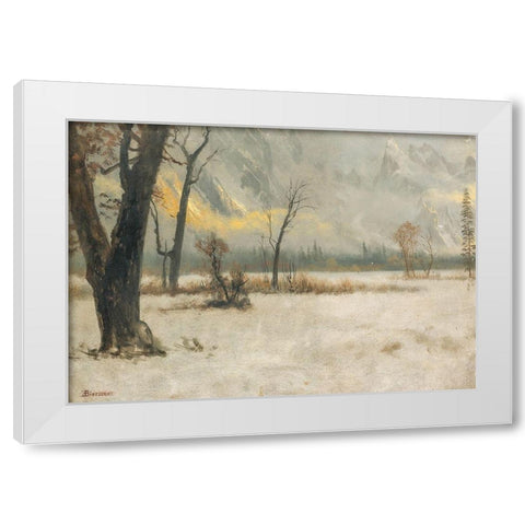 Winter landscape White Modern Wood Framed Art Print by Bierstadt, Albert