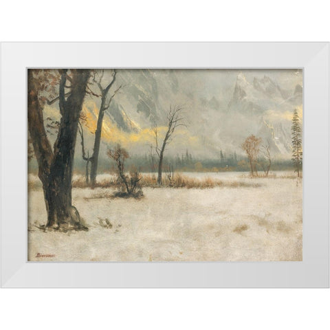 Winter landscape White Modern Wood Framed Art Print by Bierstadt, Albert