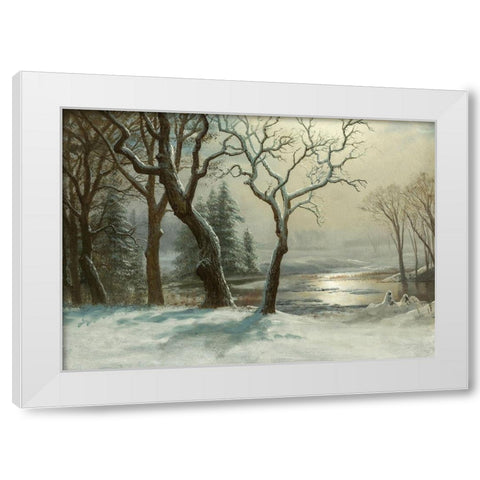Winter in Yosemite White Modern Wood Framed Art Print by Bierstadt, Albert