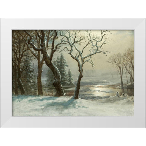 Winter in Yosemite White Modern Wood Framed Art Print by Bierstadt, Albert