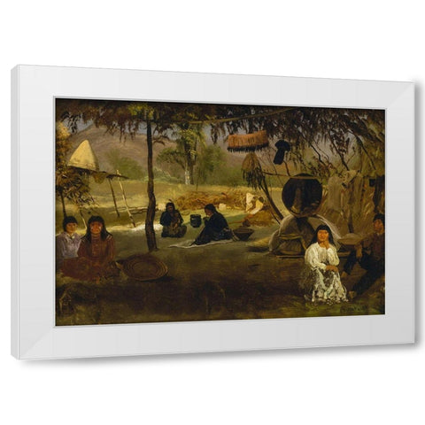 California Indian Camp White Modern Wood Framed Art Print by Bierstadt, Albert