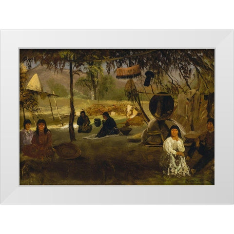 California Indian Camp White Modern Wood Framed Art Print by Bierstadt, Albert