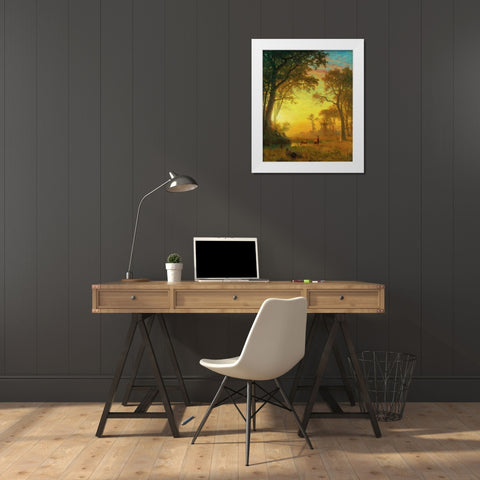 Light in the Forest White Modern Wood Framed Art Print by Bierstadt, Albert