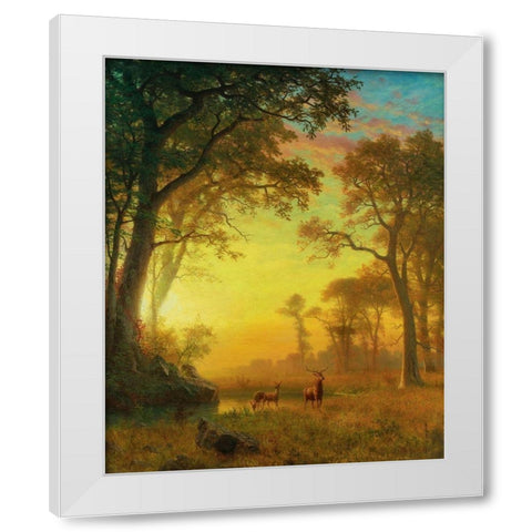 Light in the Forest White Modern Wood Framed Art Print by Bierstadt, Albert