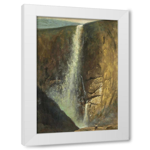 The Falls White Modern Wood Framed Art Print by Bierstadt, Albert