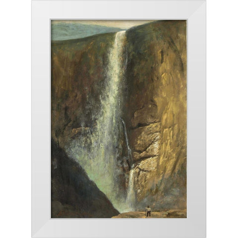 The Falls White Modern Wood Framed Art Print by Bierstadt, Albert