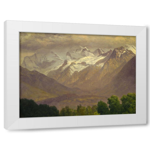 In the High Mountains White Modern Wood Framed Art Print by Bierstadt, Albert