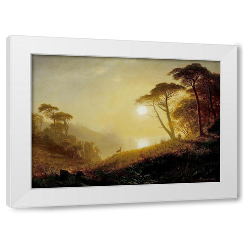 Scene in Yosemite Valley White Modern Wood Framed Art Print by Bierstadt, Albert