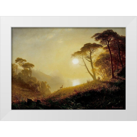 Scene in Yosemite Valley White Modern Wood Framed Art Print by Bierstadt, Albert