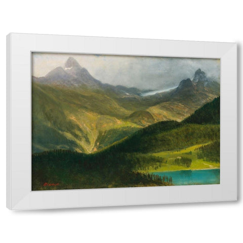 Mountain landscape White Modern Wood Framed Art Print by Bierstadt, Albert