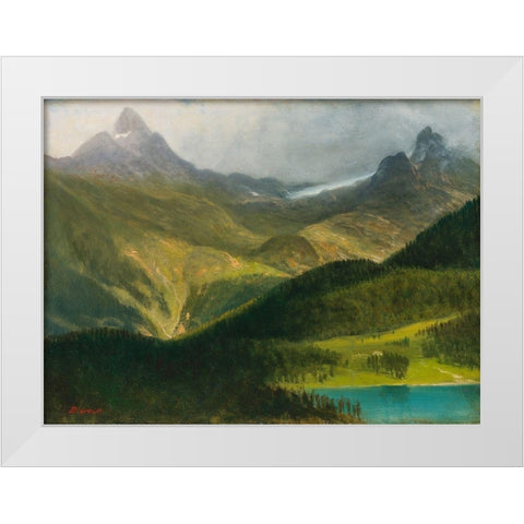 Mountain landscape White Modern Wood Framed Art Print by Bierstadt, Albert