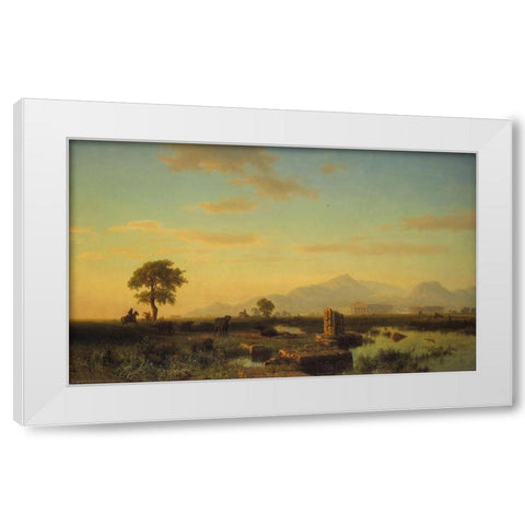 Ruins of Paestum White Modern Wood Framed Art Print by Bierstadt, Albert