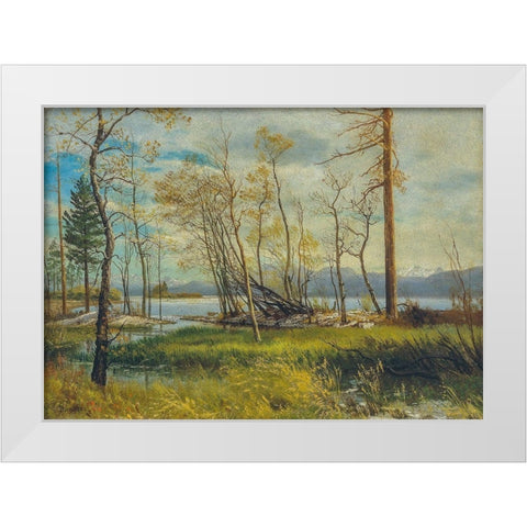 Lake Tahoe White Modern Wood Framed Art Print by Bierstadt, Albert