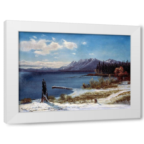 Lake Tahoe in winter White Modern Wood Framed Art Print by Bierstadt, Albert