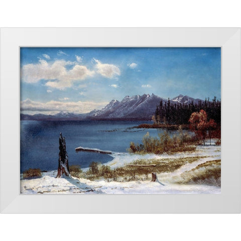Lake Tahoe in winter White Modern Wood Framed Art Print by Bierstadt, Albert