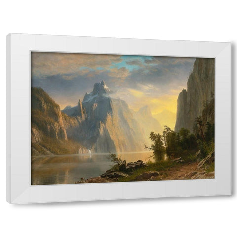 Lake in the Sierra Nevada White Modern Wood Framed Art Print by Bierstadt, Albert