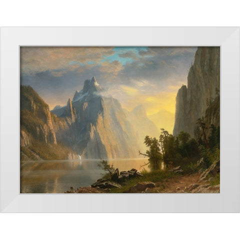 Lake in the Sierra Nevada White Modern Wood Framed Art Print by Bierstadt, Albert