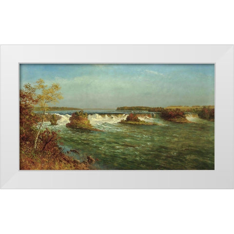 The Falls of Saint Anthony White Modern Wood Framed Art Print by Bierstadt, Albert