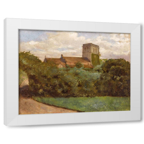 Tottenham Church, London, 1869 White Modern Wood Framed Art Print by Bierstadt, Albert