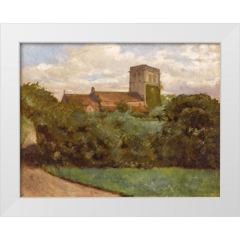 Tottenham Church, London, 1869 White Modern Wood Framed Art Print by Bierstadt, Albert
