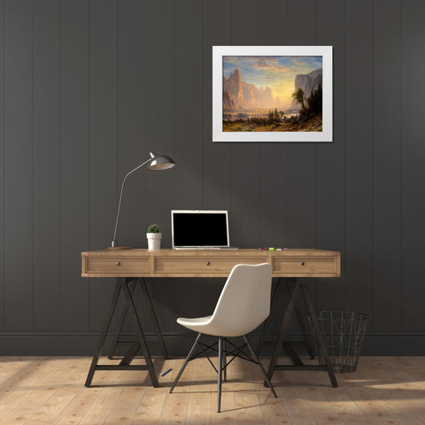 Valley of the Yosemite White Modern Wood Framed Art Print by Bierstadt, Albert