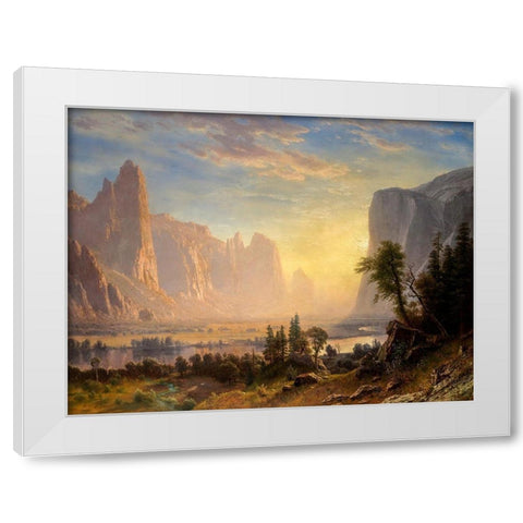 Valley of the Yosemite White Modern Wood Framed Art Print by Bierstadt, Albert
