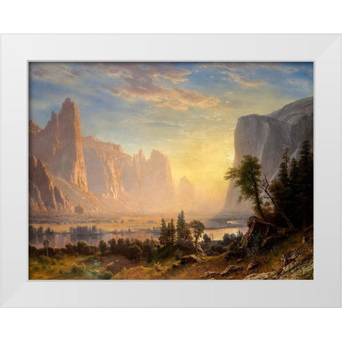 Valley of the Yosemite White Modern Wood Framed Art Print by Bierstadt, Albert