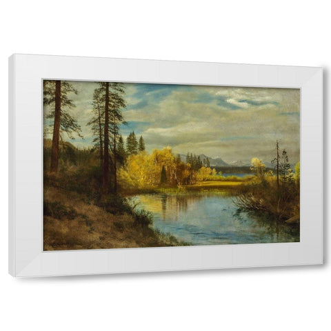Outlet at Lake Tahoe White Modern Wood Framed Art Print by Bierstadt, Albert
