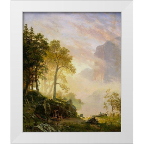 The Merced River in Yosemite White Modern Wood Framed Art Print by Bierstadt, Albert