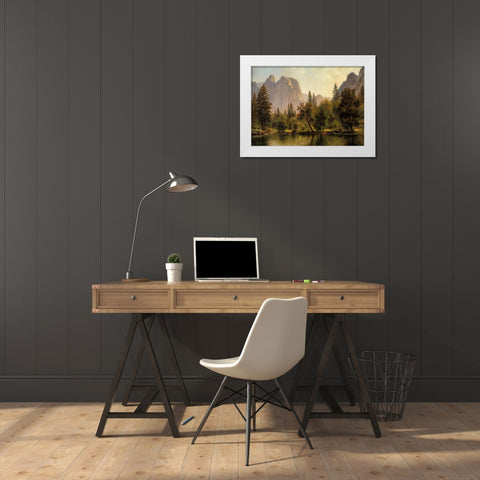 Cathedral Rocks, Yosemite Valley White Modern Wood Framed Art Print by Bierstadt, Albert