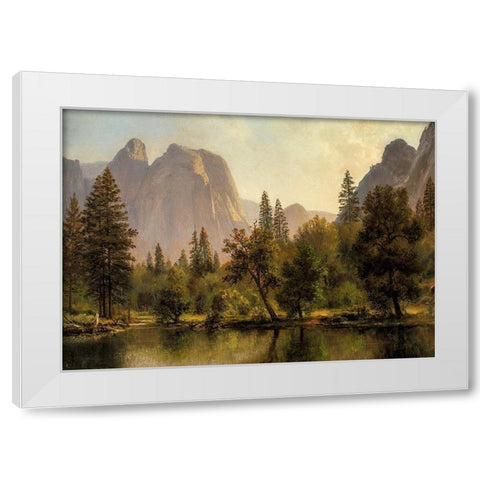 Cathedral Rocks, Yosemite Valley White Modern Wood Framed Art Print by Bierstadt, Albert