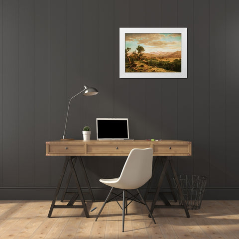 Wind River Country White Modern Wood Framed Art Print by Bierstadt, Albert