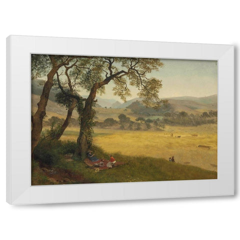 A golden summer day near Oakland White Modern Wood Framed Art Print by Bierstadt, Albert