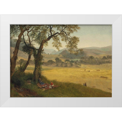 A golden summer day near Oakland White Modern Wood Framed Art Print by Bierstadt, Albert