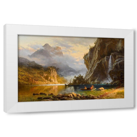 Indians Spear Fishing White Modern Wood Framed Art Print by Bierstadt, Albert