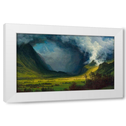 Storm in the Mountains White Modern Wood Framed Art Print by Bierstadt, Albert