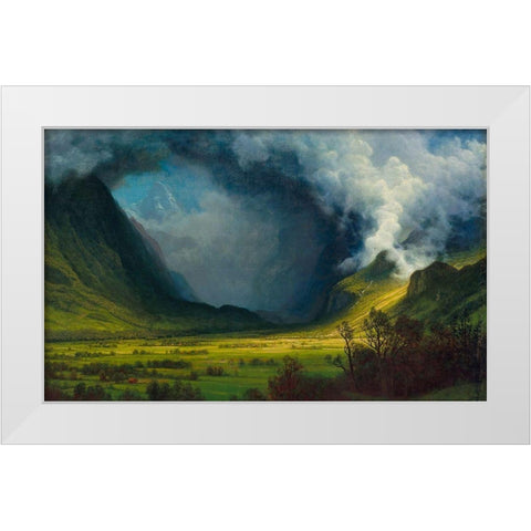 Storm in the Mountains White Modern Wood Framed Art Print by Bierstadt, Albert