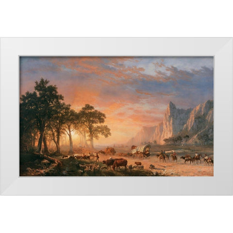 The Oregon Trail White Modern Wood Framed Art Print by Bierstadt, Albert