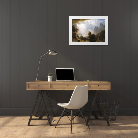 King Lake, California White Modern Wood Framed Art Print by Bierstadt, Albert