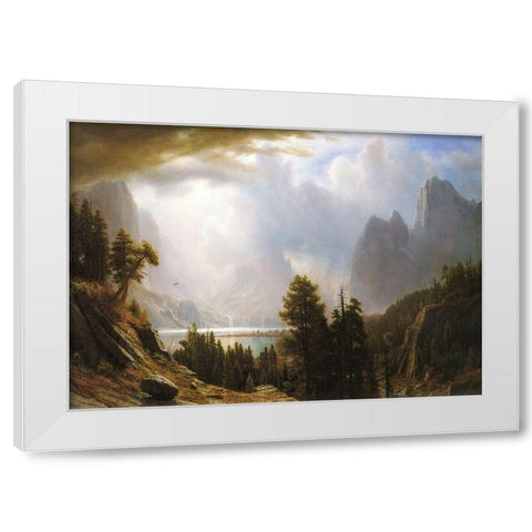 King Lake, California White Modern Wood Framed Art Print by Bierstadt, Albert