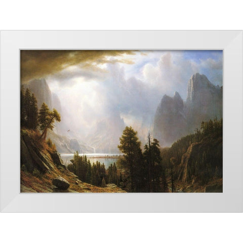 King Lake, California White Modern Wood Framed Art Print by Bierstadt, Albert