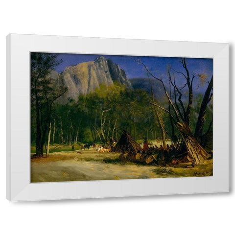 Indians in Council, California White Modern Wood Framed Art Print by Bierstadt, Albert