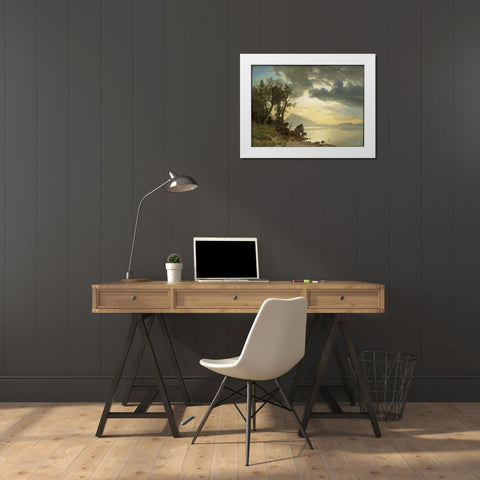 Lake Tahoe, California White Modern Wood Framed Art Print by Bierstadt, Albert