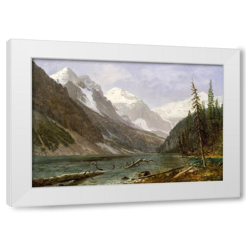 Canadian Rockies (Lake Louise) White Modern Wood Framed Art Print by Bierstadt, Albert