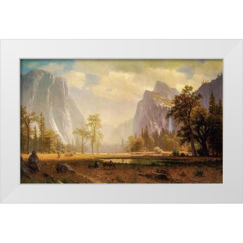 Looking Up the Yosemite Valley White Modern Wood Framed Art Print by Bierstadt, Albert