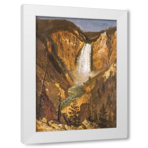 Lower Falls of the Yellowstone White Modern Wood Framed Art Print by Bierstadt, Albert