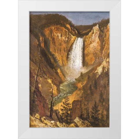 Lower Falls of the Yellowstone White Modern Wood Framed Art Print by Bierstadt, Albert
